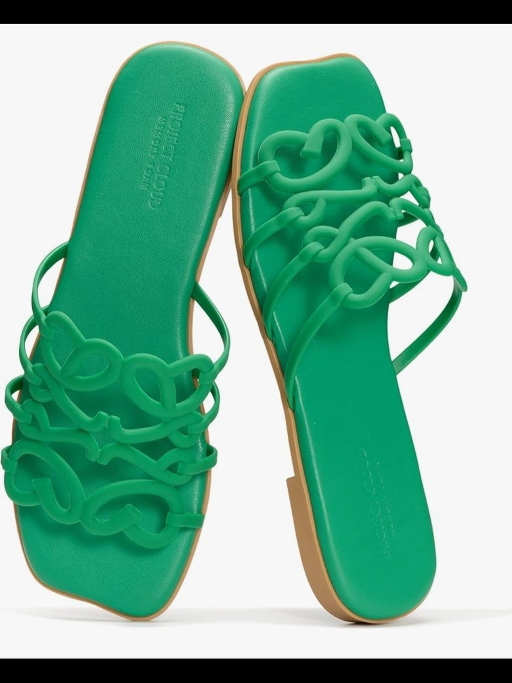 Projected Cloud Green Intertwined Strap Slide Sandals GREEN SIZE 6